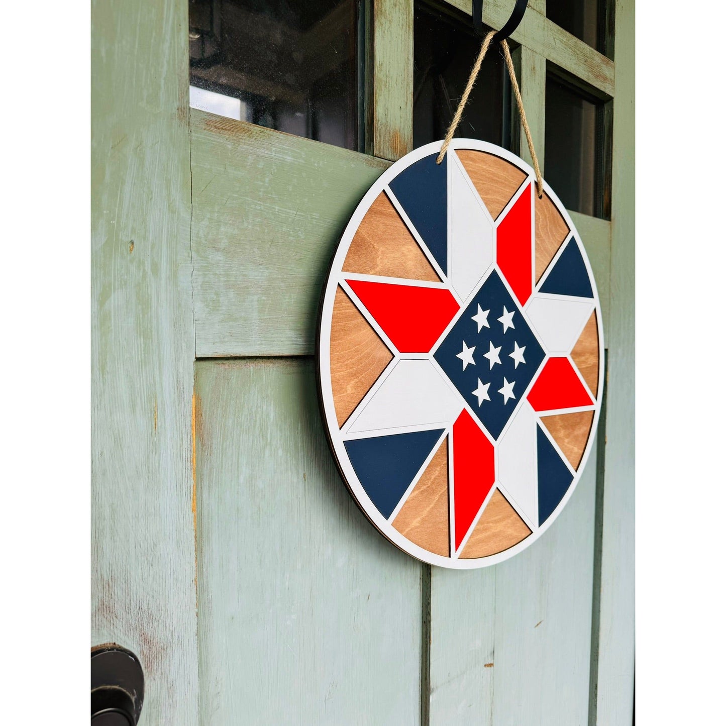 Patriotic Barn Quilt Door Hanger