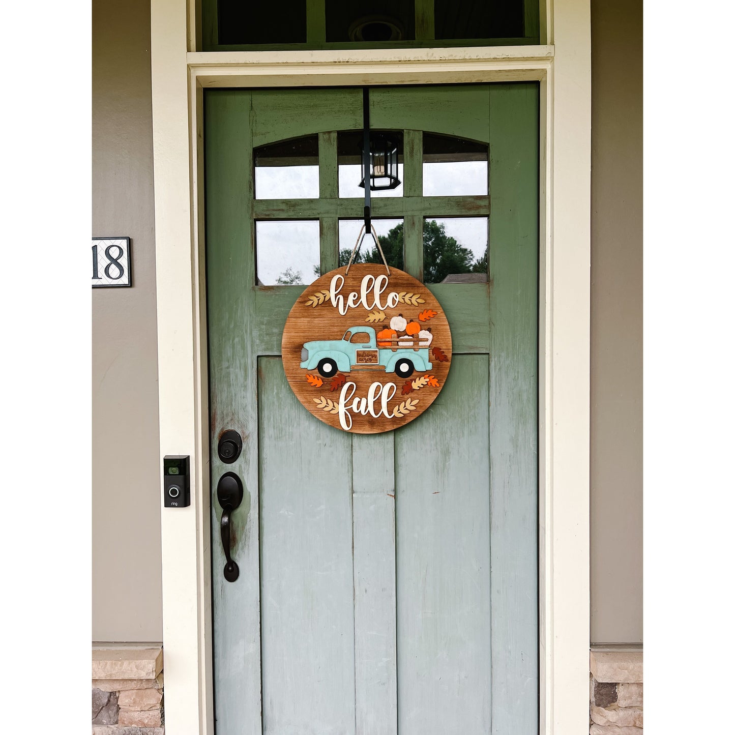 Fall Blue Truck Door Hanger