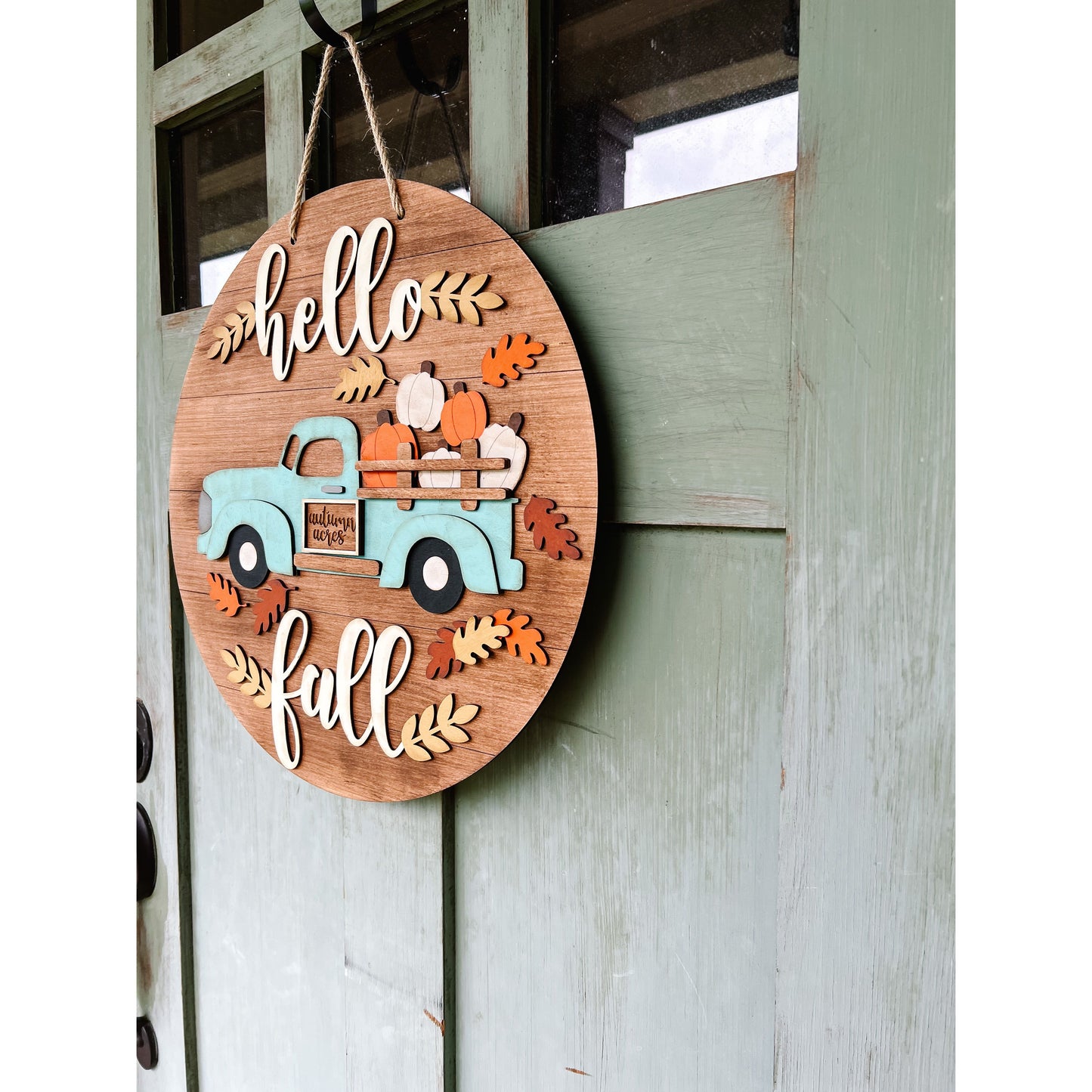 Fall Blue Truck Door Hanger