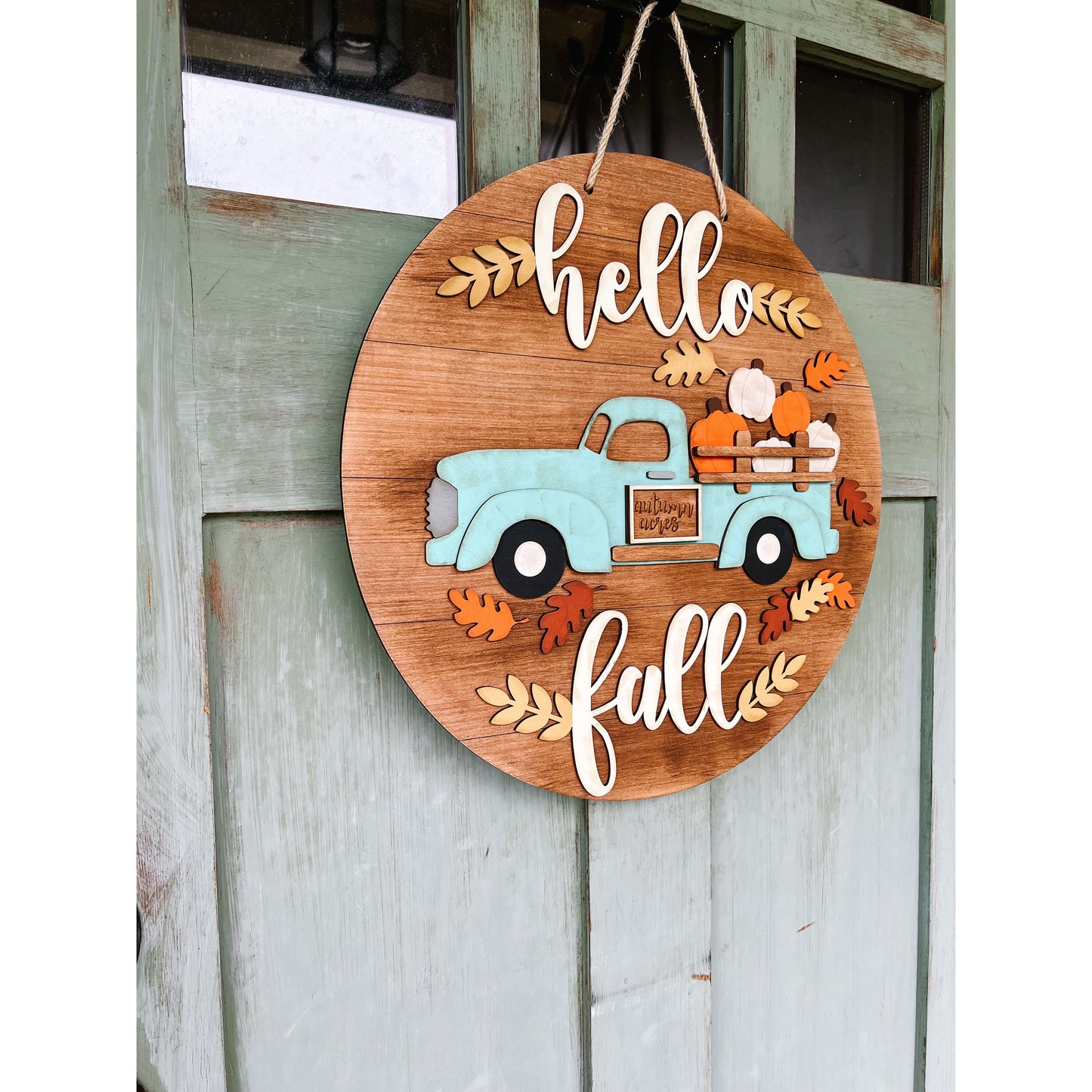 Fall Blue Truck Door Hanger
