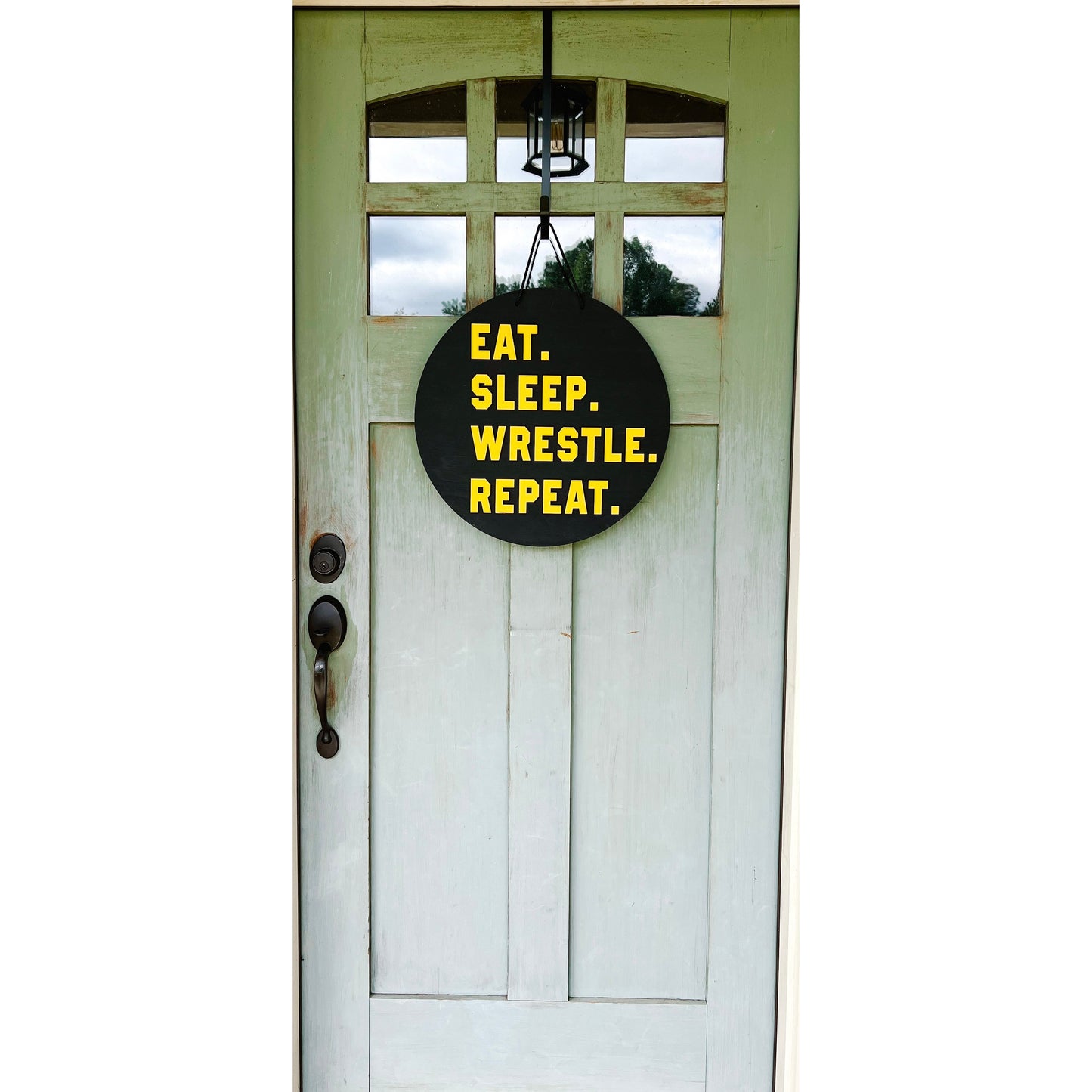 Eat Sleep Wrestle Repeat Door Hanger