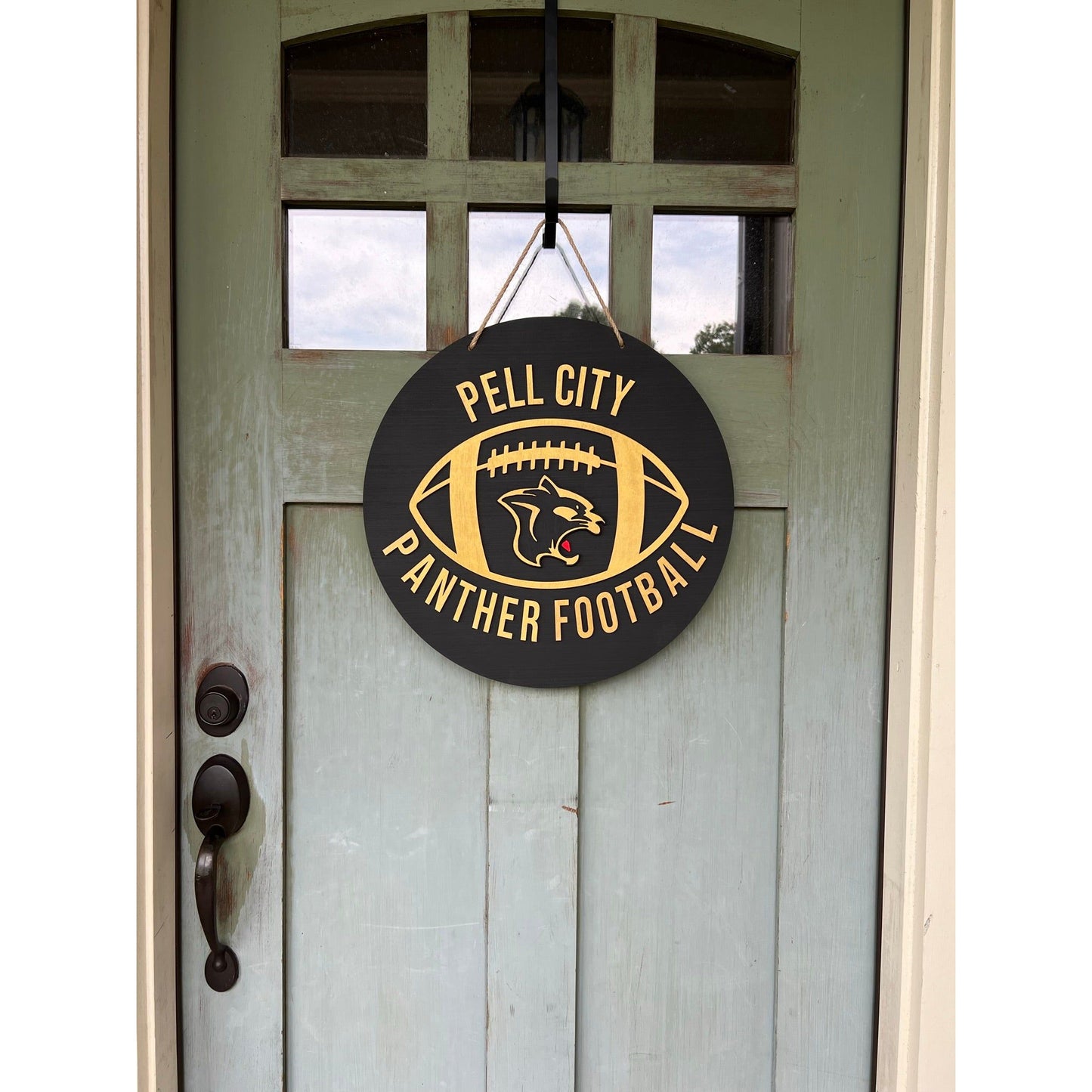 Panthers Football Round Door Hanger