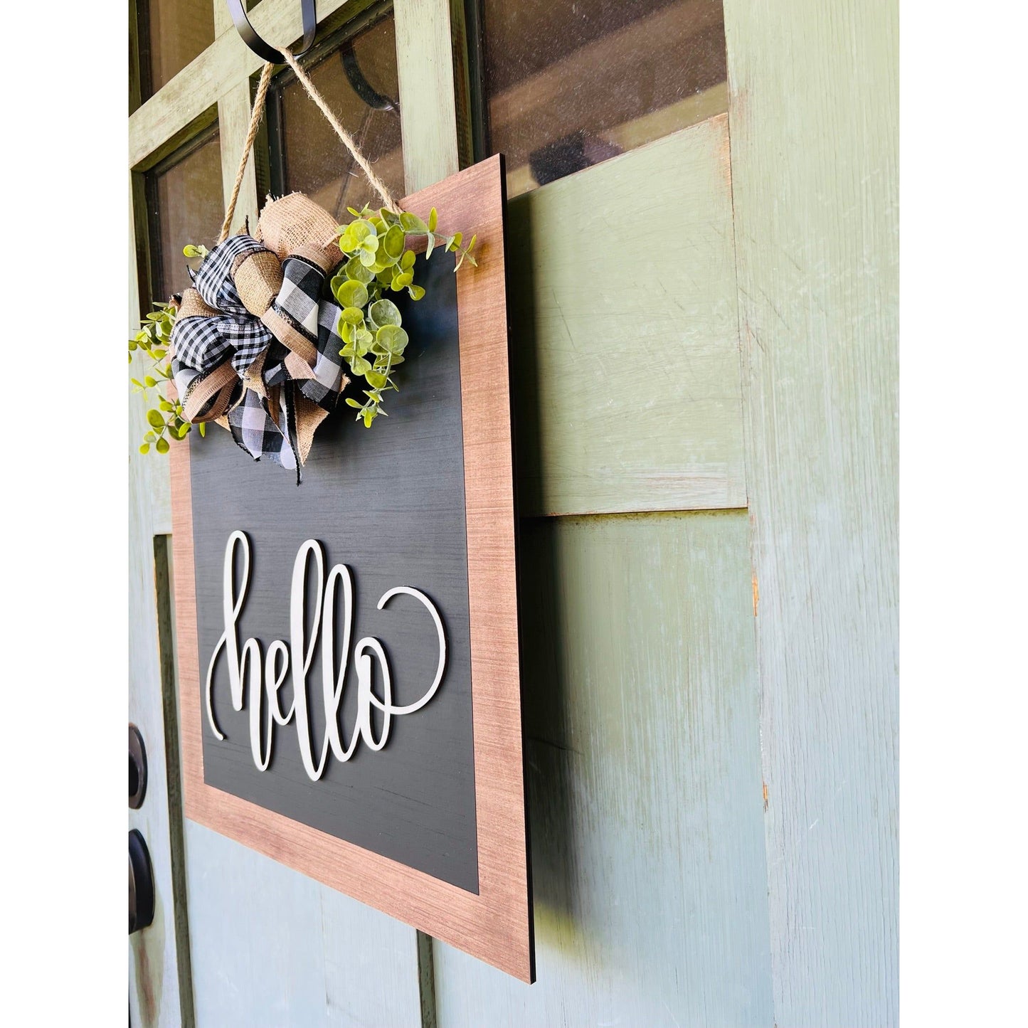 Hello Rectangle Door Hanger