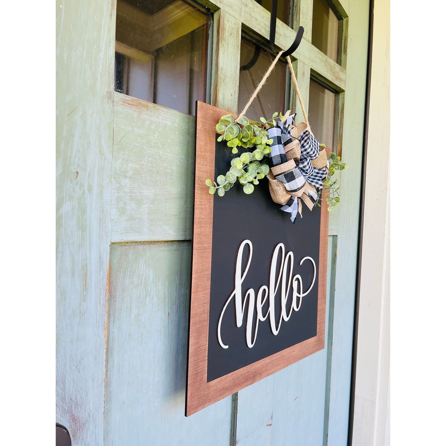 Hello Rectangle Door Hanger