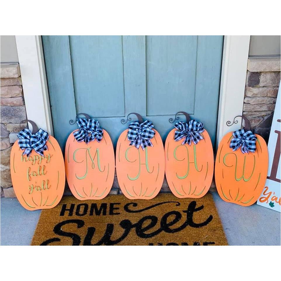 Pumpkin Monogrammed Door Hanger