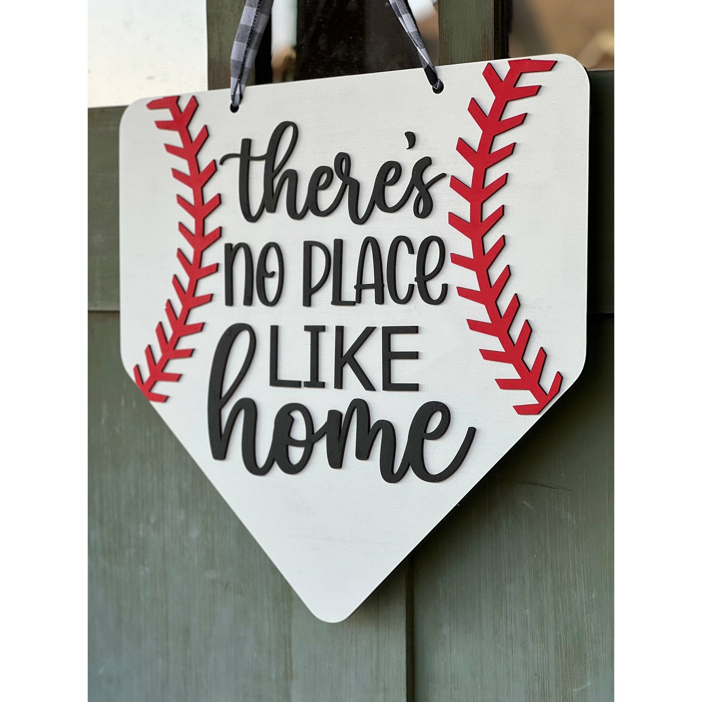Baseball Softball Front Door Sign No place like home