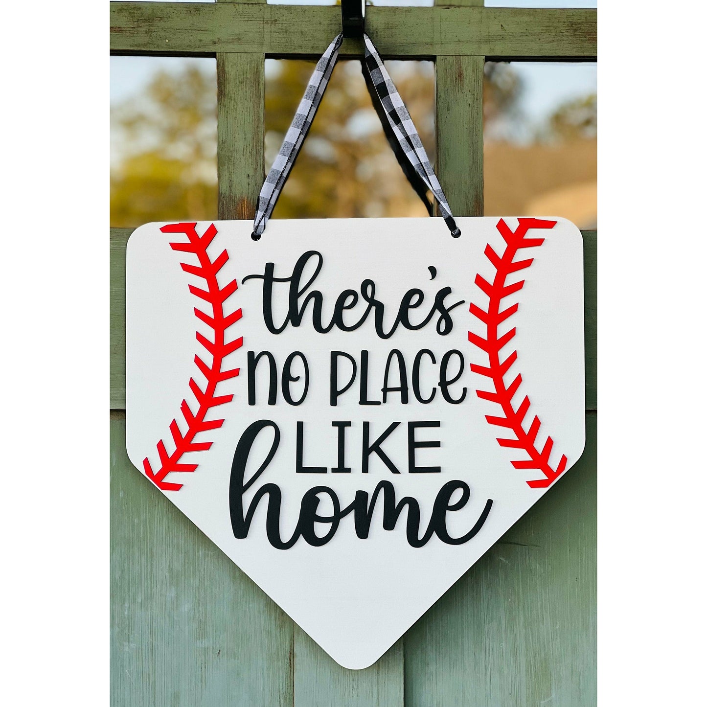 Baseball Softball Front Door Sign No place like home
