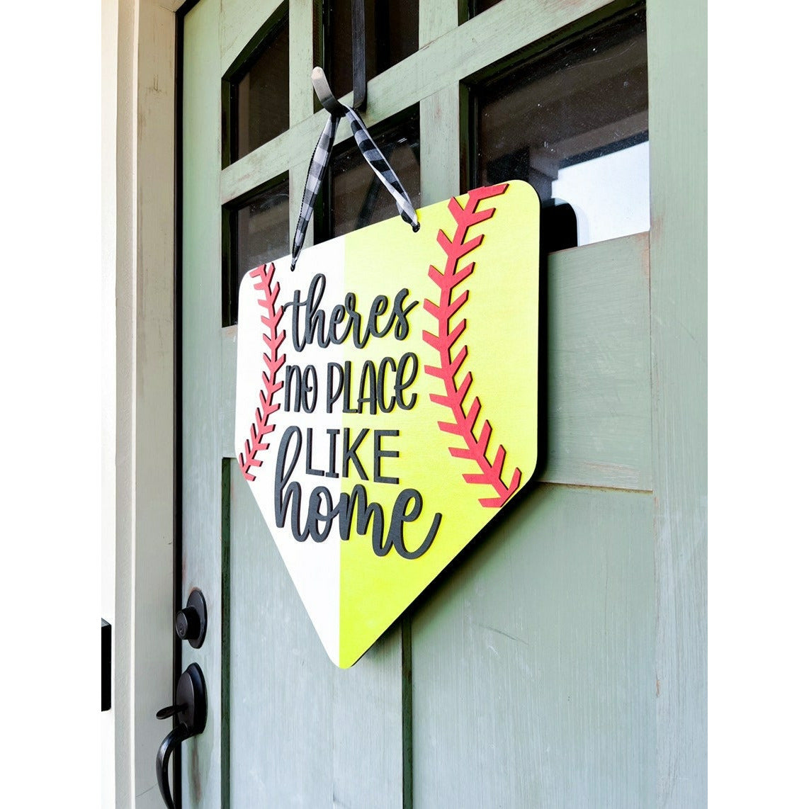 Baseball Softball Front Door Sign No place like home
