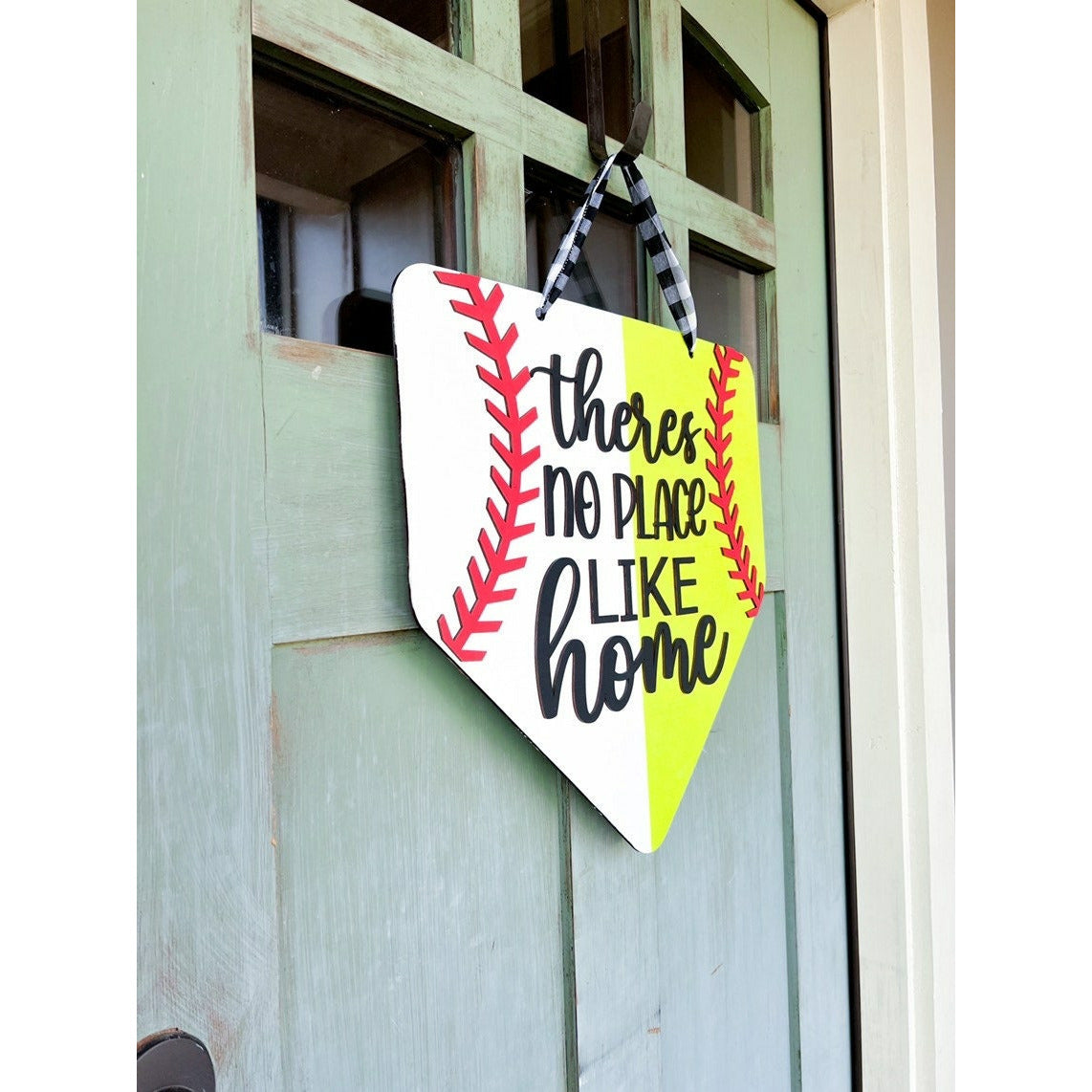 Baseball Softball Front Door Sign No place like home