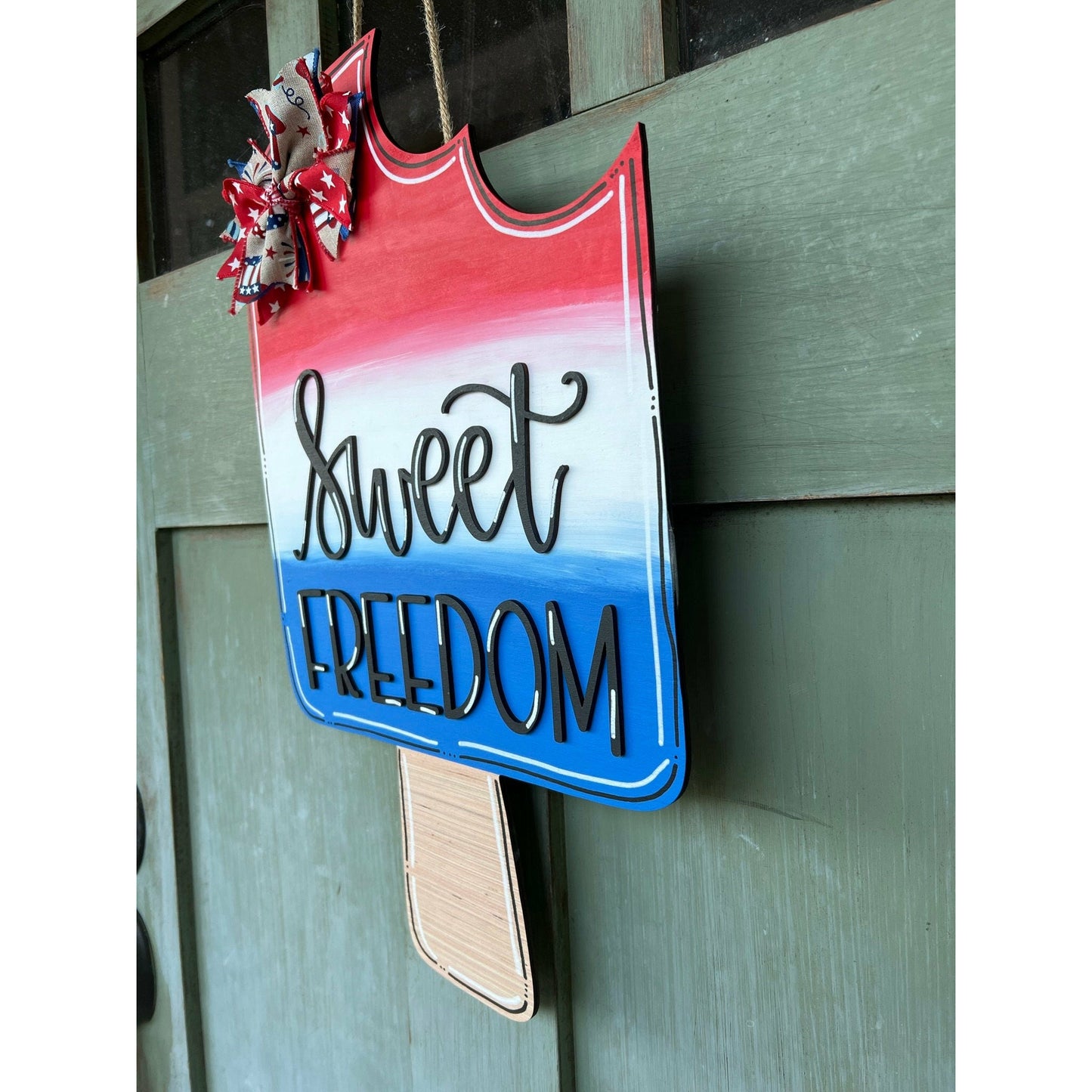 4th of July Popsicle Sweet Freedom Door Hanger