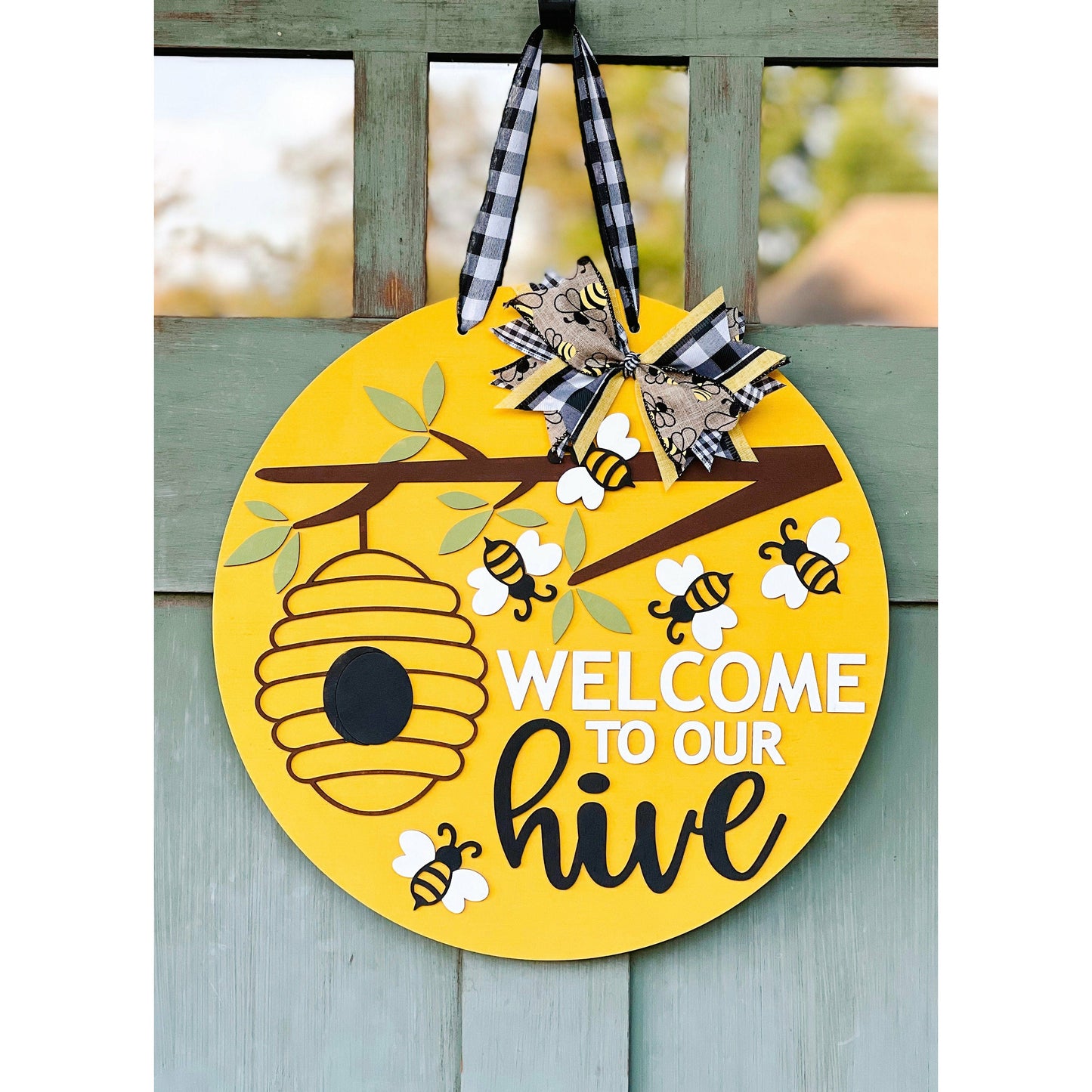 Welcome to our Hive Door Hanger Front Door Wreath