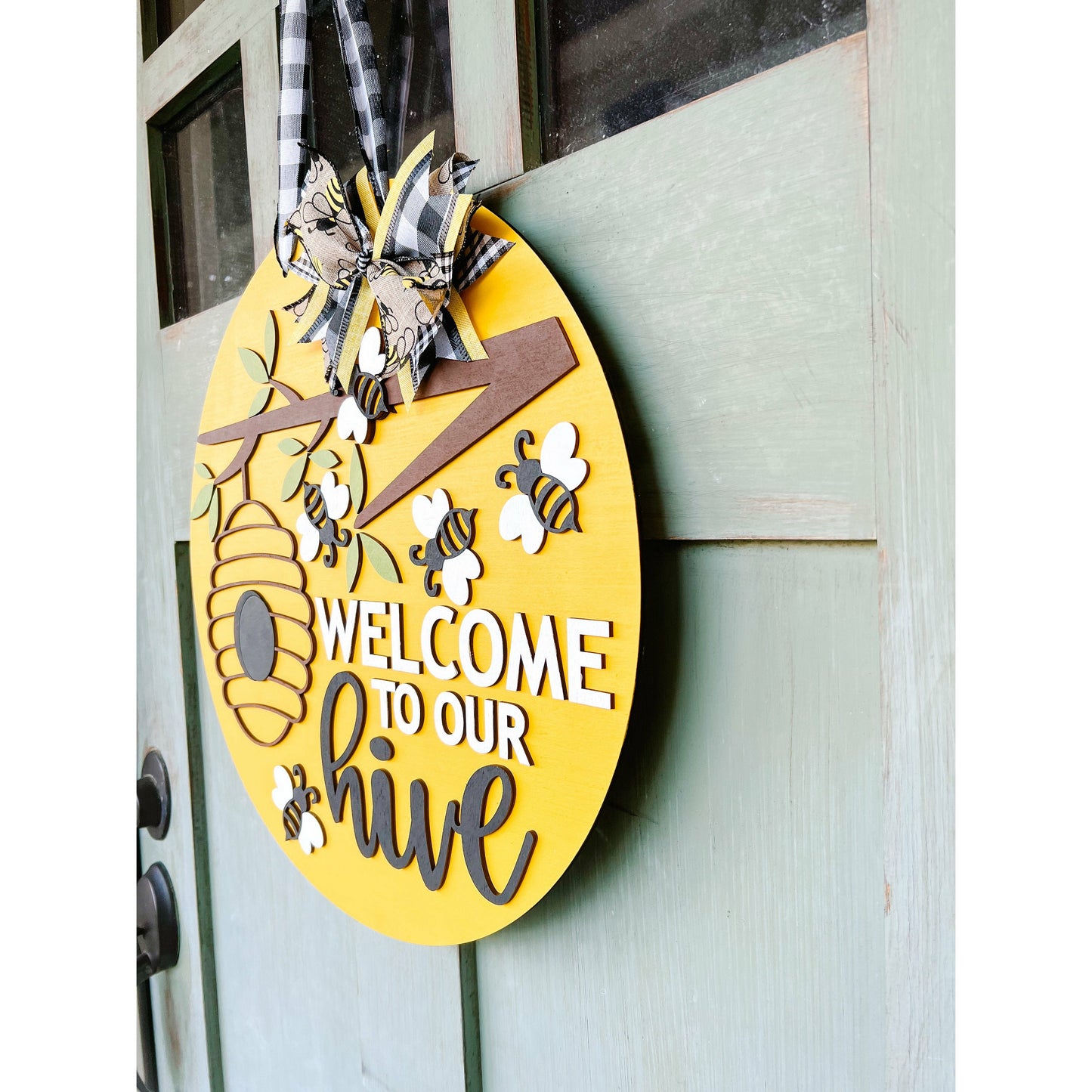Welcome to our Hive Door Hanger Front Door Wreath