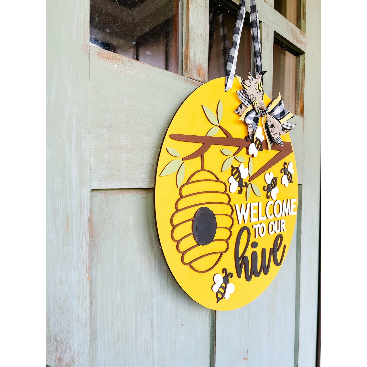 Welcome to our Hive Door Hanger Front Door Wreath