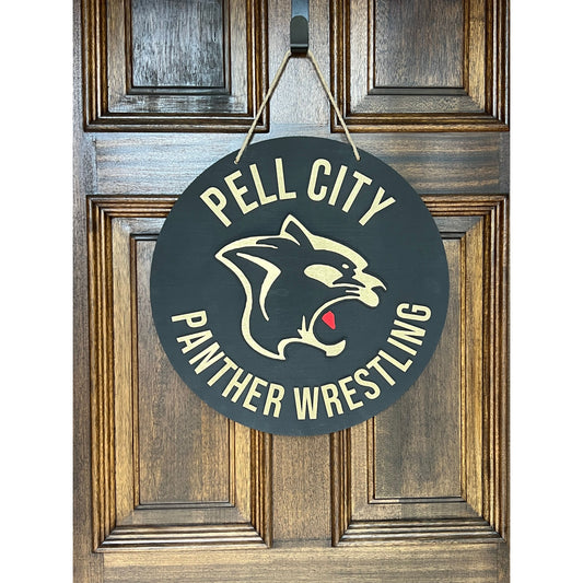 Panthers Wrestling Round Door Hanger