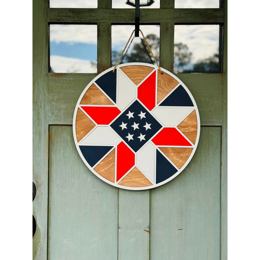 Patriotic Barn Quilt Door Hanger