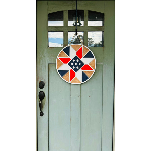 Patriotic Barn Quilt Door Hanger