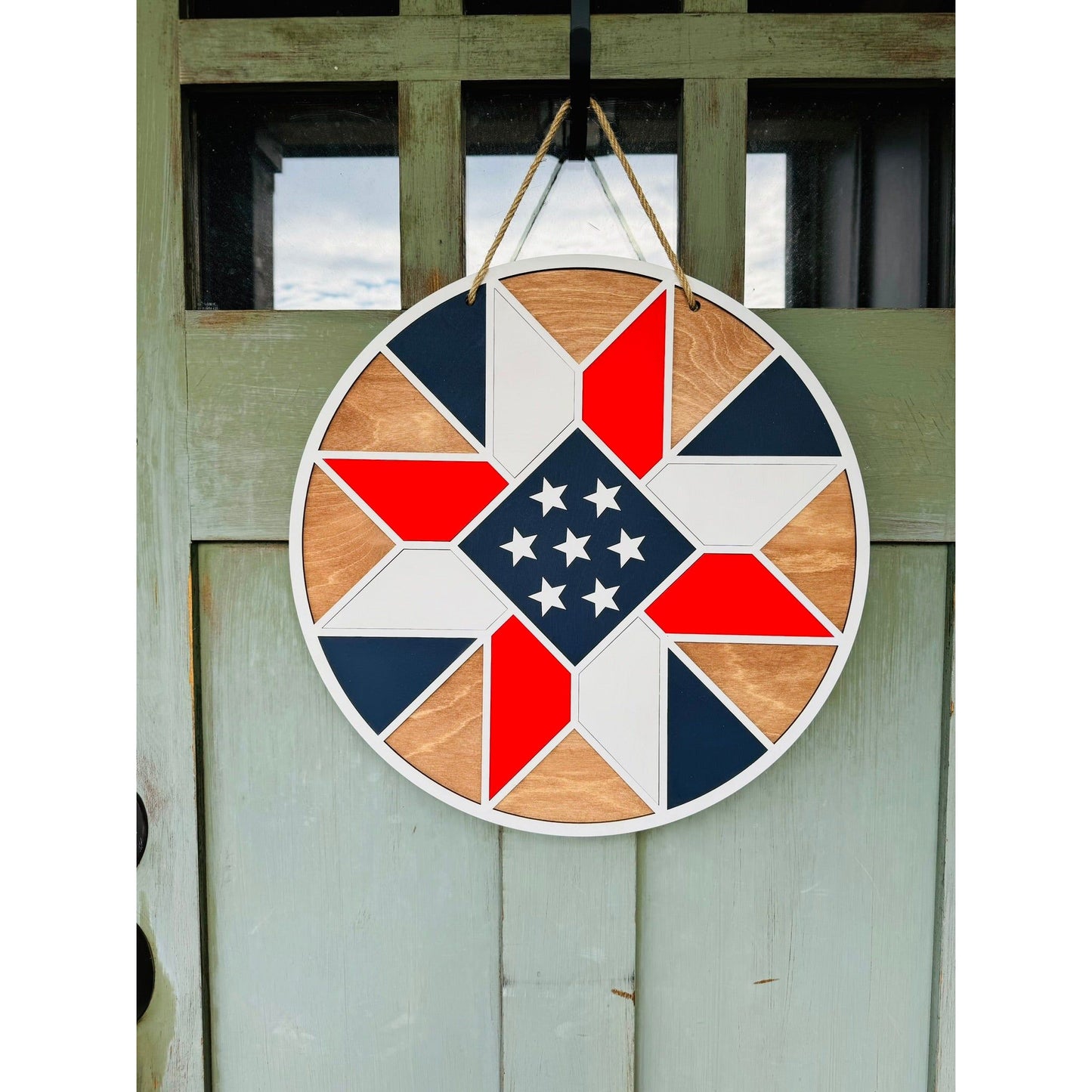 Patriotic Barn Quilt Door Hanger