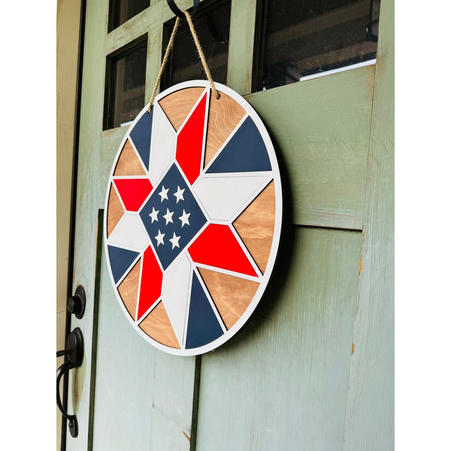 Patriotic Barn Quilt Door Hanger