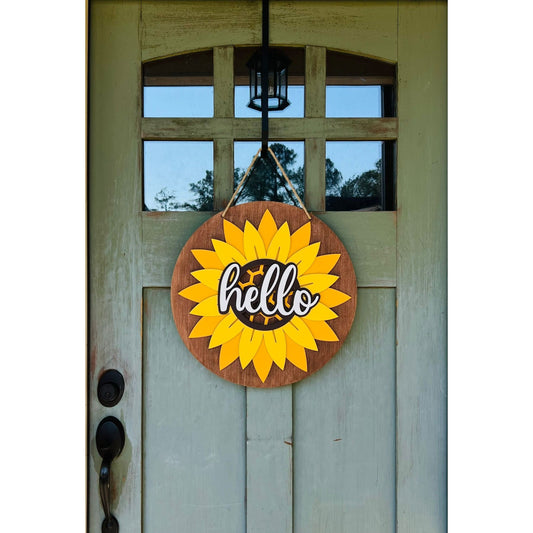 Hello Sunflower Door Hanger