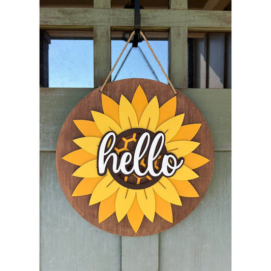 Hello Sunflower Door Hanger