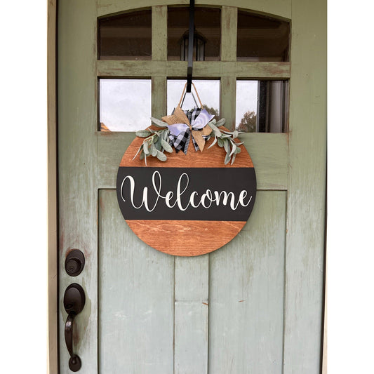 Welcome with Stain/Black Door Hanger