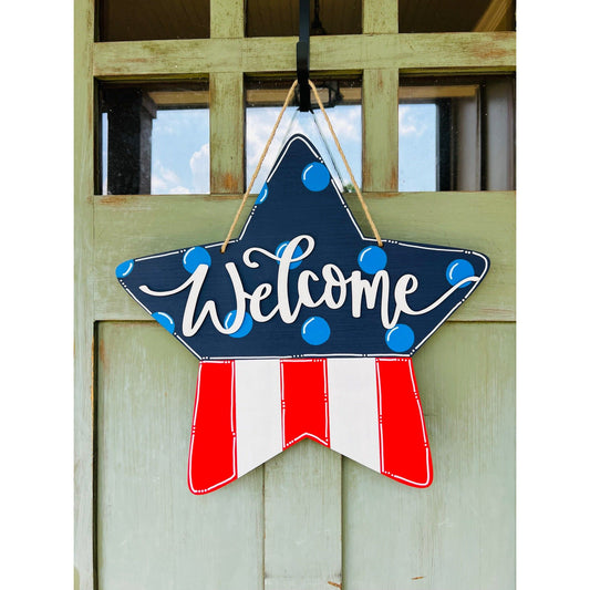 Welcome Star Patriotic Door Hanger