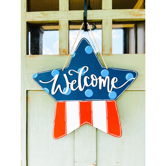 Welcome Star Patriotic Door Hanger