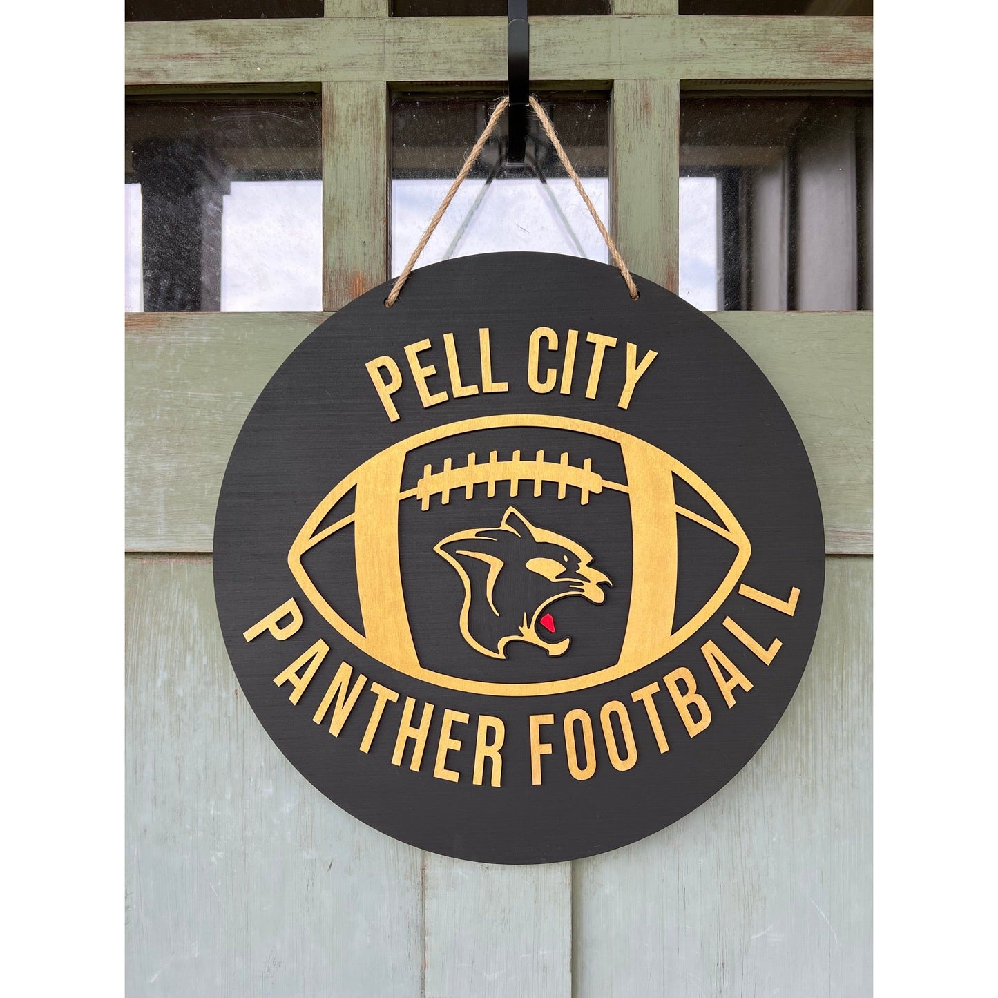 Panthers Football Round Door Hanger
