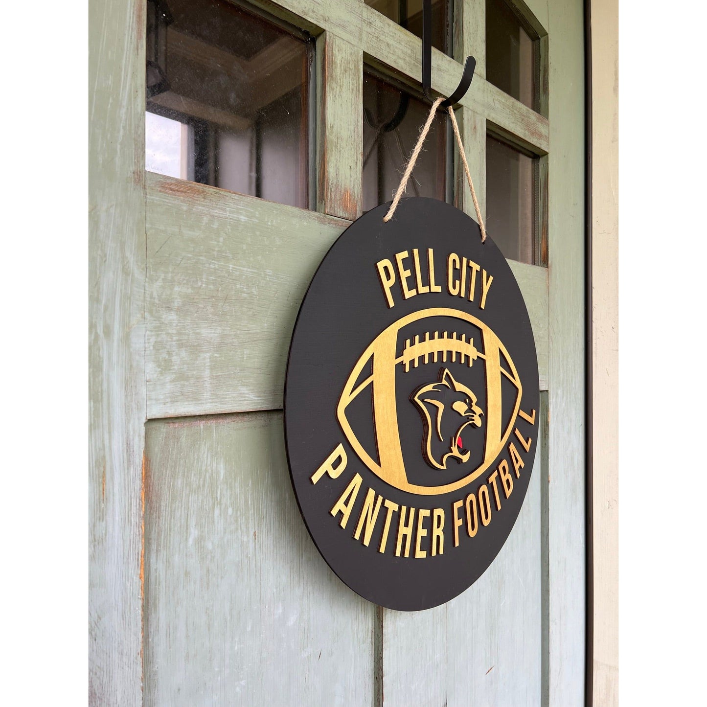 Panthers Football Round Door Hanger