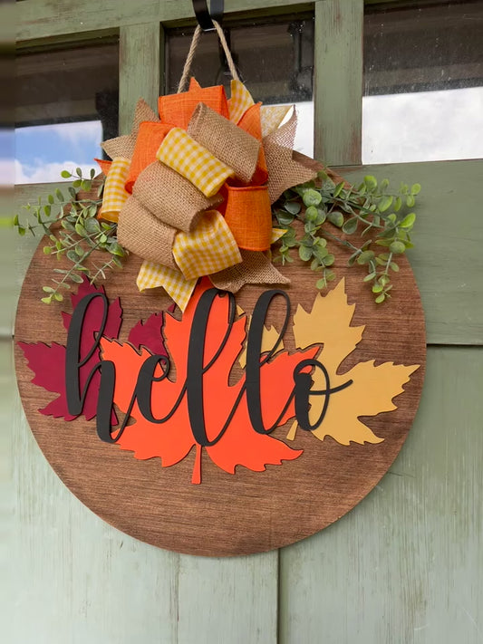 PCHSW Hello Maple Leaves Door Hanger