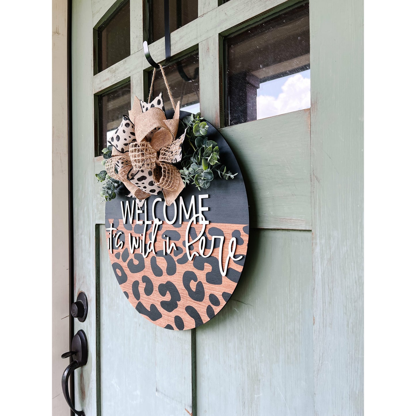 Welcome Cheetah Door Hanger It's Wild In Here
