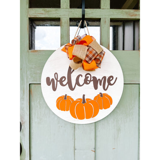 PCHSW Welcome Pumpkin Trio Door Hanger