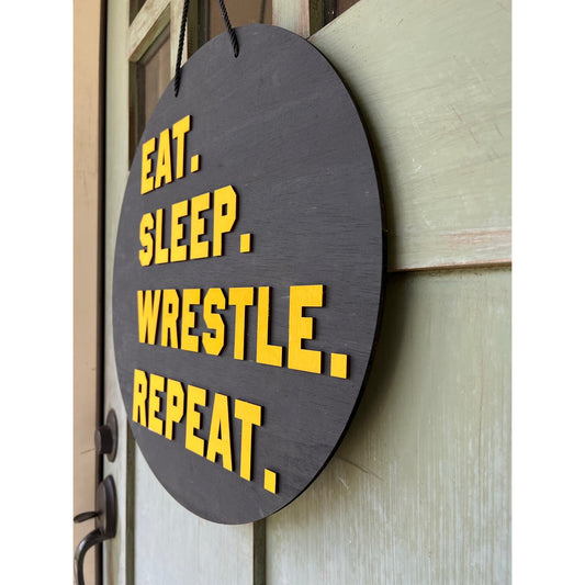PCHSW Eat Sleep Wrestle Repeat Door Hanger