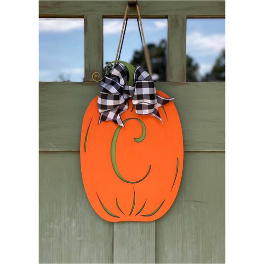 Pumpkin Monogrammed Door Hanger