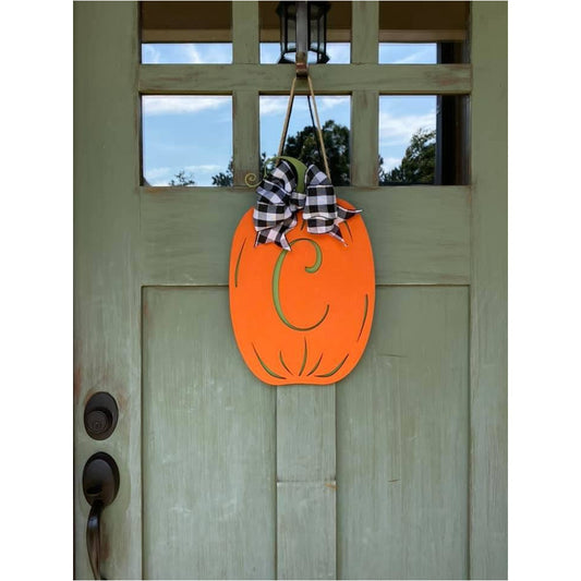 Pumpkin Monogrammed Door Hanger