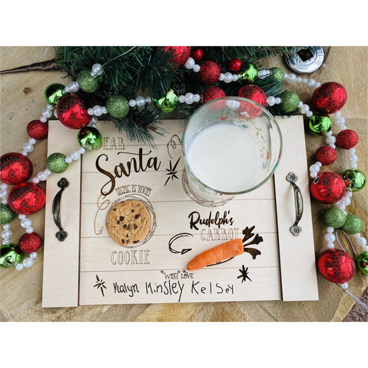 Santa Milk & Cookie Tray, Personalized Santa Tray, Milk and Cookies for Santa, Christmas Gift