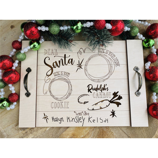 Santa Milk & Cookie Tray, Personalized Santa Tray, Milk and Cookies for Santa, Christmas Gift