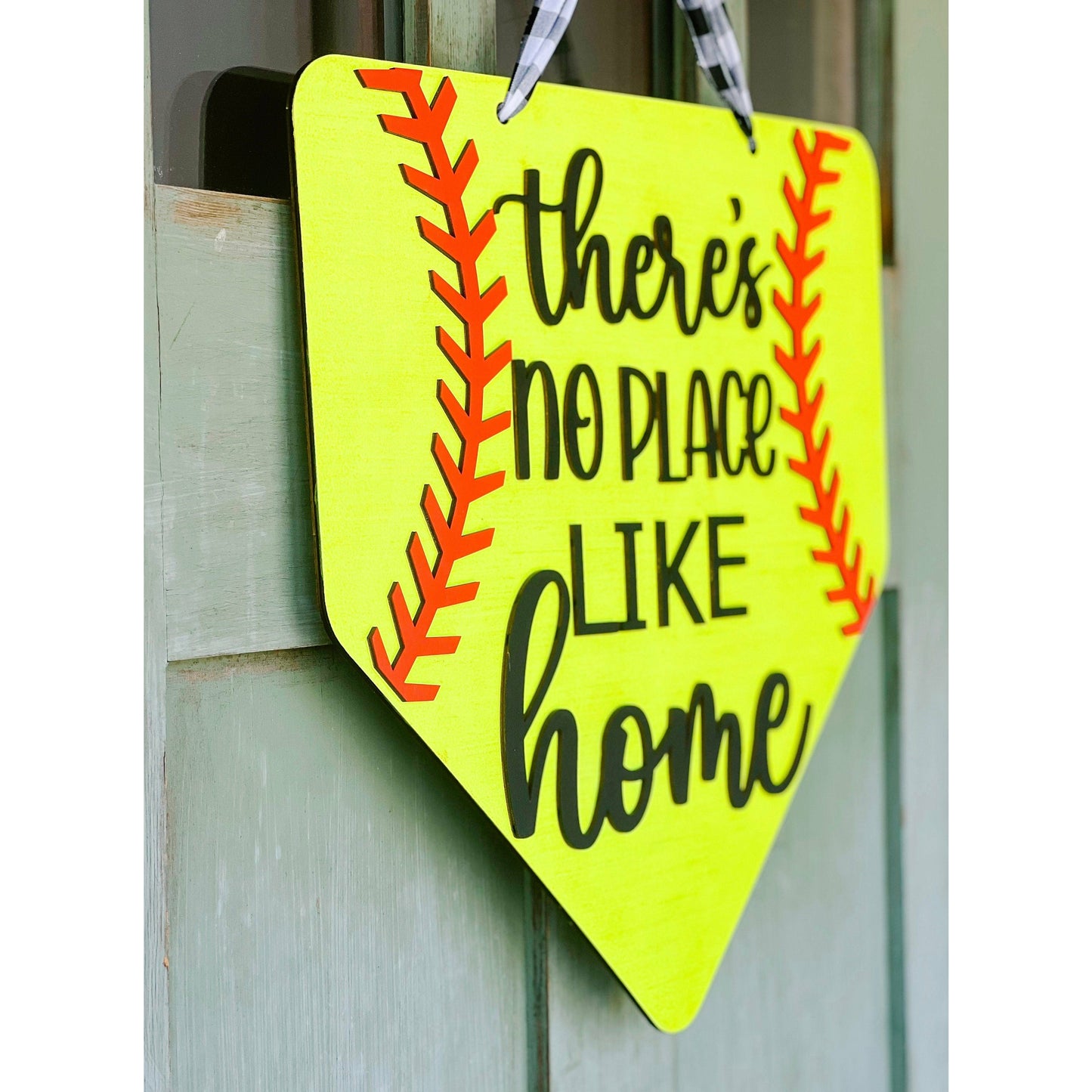 Front Door Sign, Softball Door Hanger, No Place Like Home, Fathers Day Gift from Daughter, Dad Gift