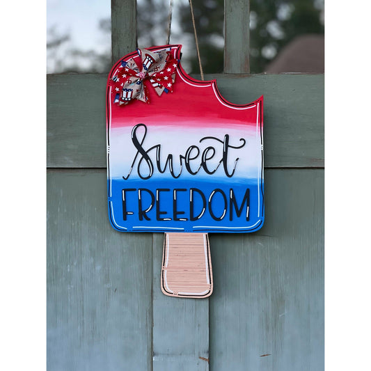 4th of July Popsicle Sweet Freedom Door Hanger